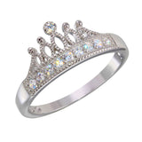 Sterling Silver Rhodium Plated Tiara Ring with CZ