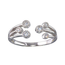 Load image into Gallery viewer, Sterling Silver Rhodium Plated Open Shaped  Ring With CZ Stones