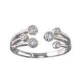 Sterling Silver Rhodium Plated Open Shaped  Ring With CZ Stones