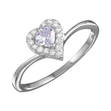 Load image into Gallery viewer, Sterling Silver Rhodium Plated Clear Heart Ring with CZ