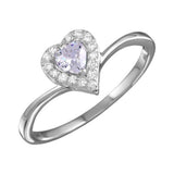 Sterling Silver Rhodium Plated Clear Heart Ring with CZ