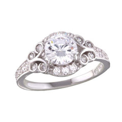 Sterling Silver Rhodium Plated Ring with CZ Necklace