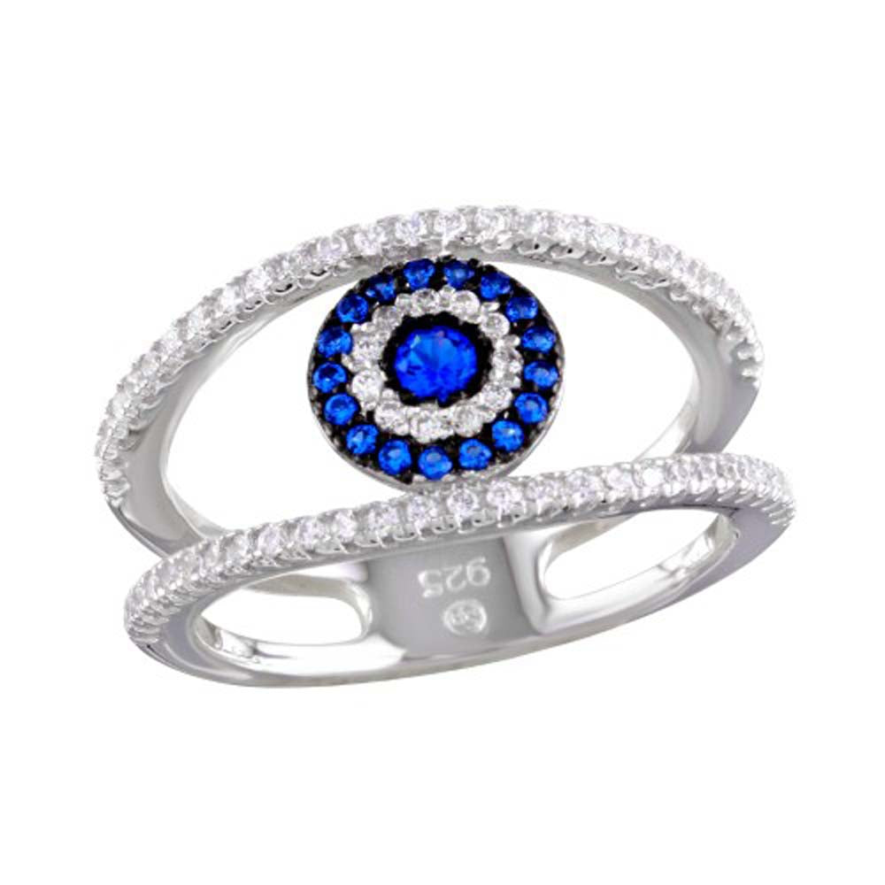 Sterling Silver Rhodium Plated Evil Eye Ring