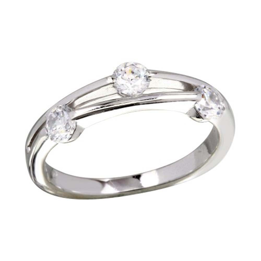 Sterling Silver Rhodium Plated Round Shaped Ring With CZ Stones