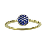 Sterling Silver Gold Plated Circle Ring with Blue CZ