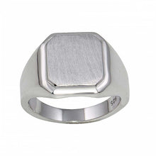 Load image into Gallery viewer, Sterling Silver Rhodium Plated Engravable With Matte Finish Octagon Ring