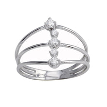 Load image into Gallery viewer, Sterling Silver Rhodium Plated Line CZ Ring