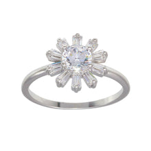 Load image into Gallery viewer, Sterling Silver CZ Flower Shaped Ring