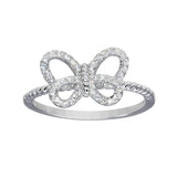 Sterling Silver Rhodium Plated Open Butterfly Ring