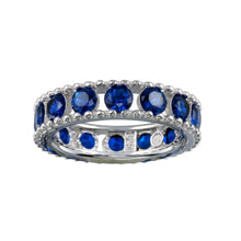 Load image into Gallery viewer, Sterling Silver Rhodium Plated Round Blue CZ Band