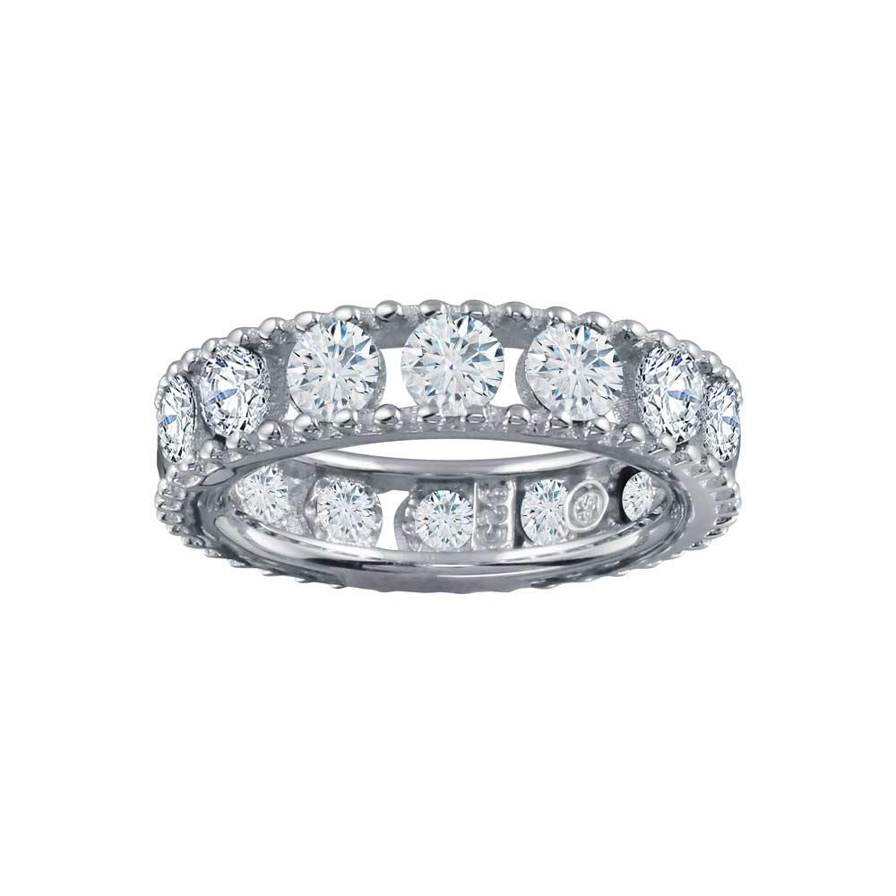 Sterling Silver Rhodium Plated Round CZ Band - silverdepot