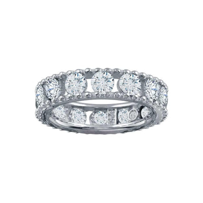 Sterling Silver Rhodium Plated Round CZ Band - silverdepot