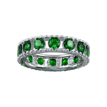 Load image into Gallery viewer, Sterling Silver Rhodium Plated Round Green CZ Band - silverdepot