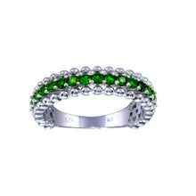 Load image into Gallery viewer, Sterling Silver Rhodium Plated Green CZ Ring