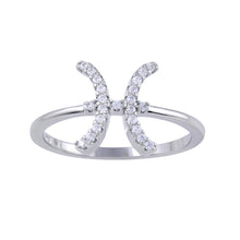 Load image into Gallery viewer, Sterling Silver Rhodium Plated Pisces CZ Zodiac Sign Ring