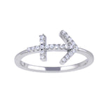 Sterling Silver Rhodium Plated Sagittarius CZ Zodiac Sign Ring