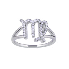 Load image into Gallery viewer, Sterling Silver Rhodium Plated Virgo CZ Zodiac Sign Ring