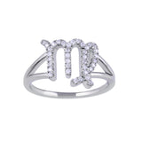 Sterling Silver Rhodium Plated Virgo CZ Zodiac Sign Ring