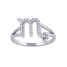 Load image into Gallery viewer, Sterling Silver Rhodium Plated Scorpio CZ Zodiac Sign Ring