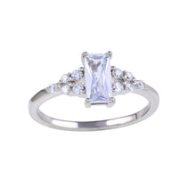 Load image into Gallery viewer, Sterling Silver Rhodium Plated Clear Baguette and CZ Ring