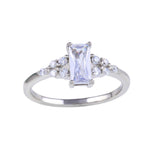 Sterling Silver Rhodium Plated Clear Baguette and CZ Ring