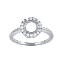 Load image into Gallery viewer, Sterling Silver Rhodium Plated Clear CZ Round Mounting Ring