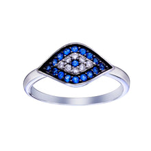 Load image into Gallery viewer, Sterling Silver Rhodium Plated Evil Eye CZ Ring