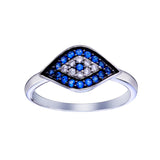 Sterling Silver Rhodium Plated Evil Eye CZ Ring