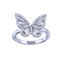 Load image into Gallery viewer, Sterling Silver Rhodium Plated Outline Clear CZ Butterfly Ring