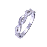 Sterling Silver Rhodium Plated Twisted Clear CZ Ring