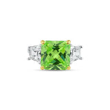 Sterling Silver Rhodium Plated Past Present Future Green CZ Ring,10mm