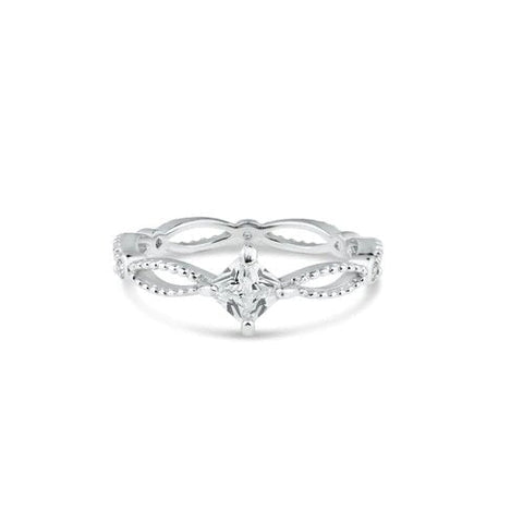 Sterling Silver Rhodium Plated Marquise Clear CZ Ring