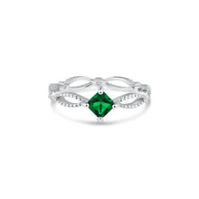Load image into Gallery viewer, Sterling Silver Rhodium Plated Marquise Green CZ Ring