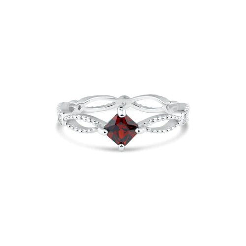 Sterling Silver Rhodium Plated Marquise Red CZ Ring