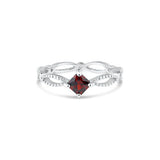 Sterling Silver Rhodium Plated Marquise Red CZ Ring