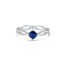 Load image into Gallery viewer, Sterling Silver Rhodium Plated Marquise blue CZ Ring