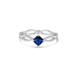 Sterling Silver Rhodium Plated Marquise blue CZ Ring