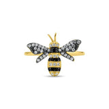 Sterling Silver Gold Plated Bee CZ Ring