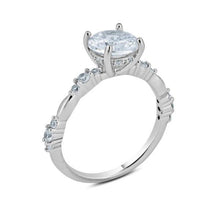 Load image into Gallery viewer, Sterling Silver Clear Round Center CZ Ring
