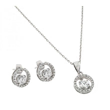 Load image into Gallery viewer, Sterling Silver Rhodium Plated Round Open Circle CZ Matching Set