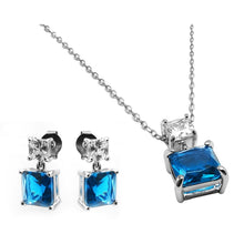 Load image into Gallery viewer, Sterling Silver Rhodium Plated Square Birthstone CZ Hanging Set-Dec