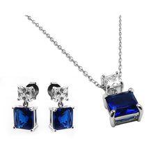 Load image into Gallery viewer, Sterling Silver Rhodium Plated Square Birthstone CZ Hanging Set-Sep