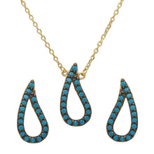 Load image into Gallery viewer, Sterling Silver Gold Plated Open Turquoise Teardrop Set