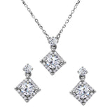 Sterling Silver Diamond Shape Halo CZ Set