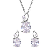 Load image into Gallery viewer, Sterling Silver Rhodium Plated Twisted Oval Birthstone Set Apr