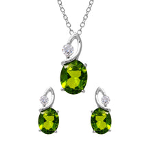 Load image into Gallery viewer, Sterling Silver Rhodium Plated Twisted Oval Birthstone Set Aug