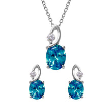 Load image into Gallery viewer, Sterling Silver Rhodium Plated Twisted Oval Birthstone Set Dec