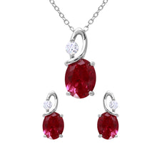 Load image into Gallery viewer, Sterling Silver Rhodium Plated Twisted Oval Birthstone Set Jul