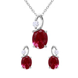 Sterling Silver Rhodium Plated Twisted Oval Birthstone Set Jul