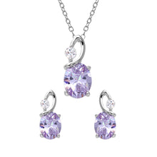 Load image into Gallery viewer, Sterling Silver Rhodium Plated Twisted Oval Birthstone Set Jun